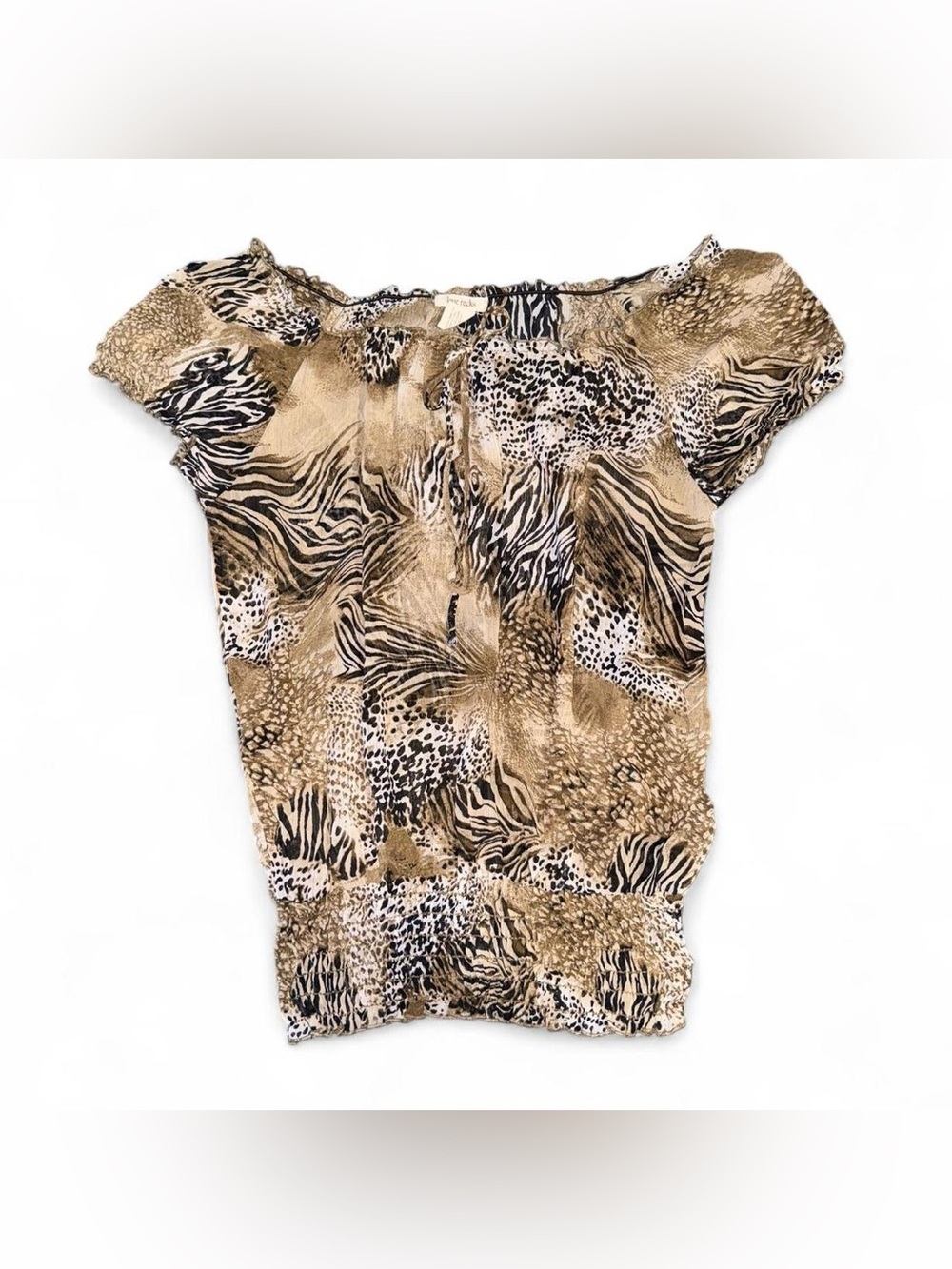 Love Rocks Animal-Print Short Sleeve Tunic in Tan and Black